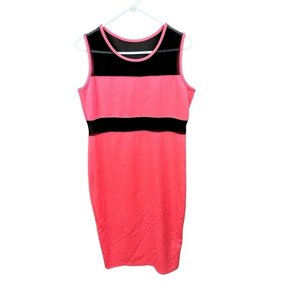 Nicki Minaj Black Mesh Neon Sleeveless Sheath Dress - Picture 1 of 8